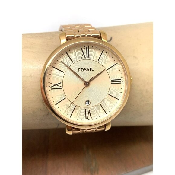 Fossil Womens Watch ES3435 Jacqueline Rose Gold Tone Stainless Steel Quartz 36mm